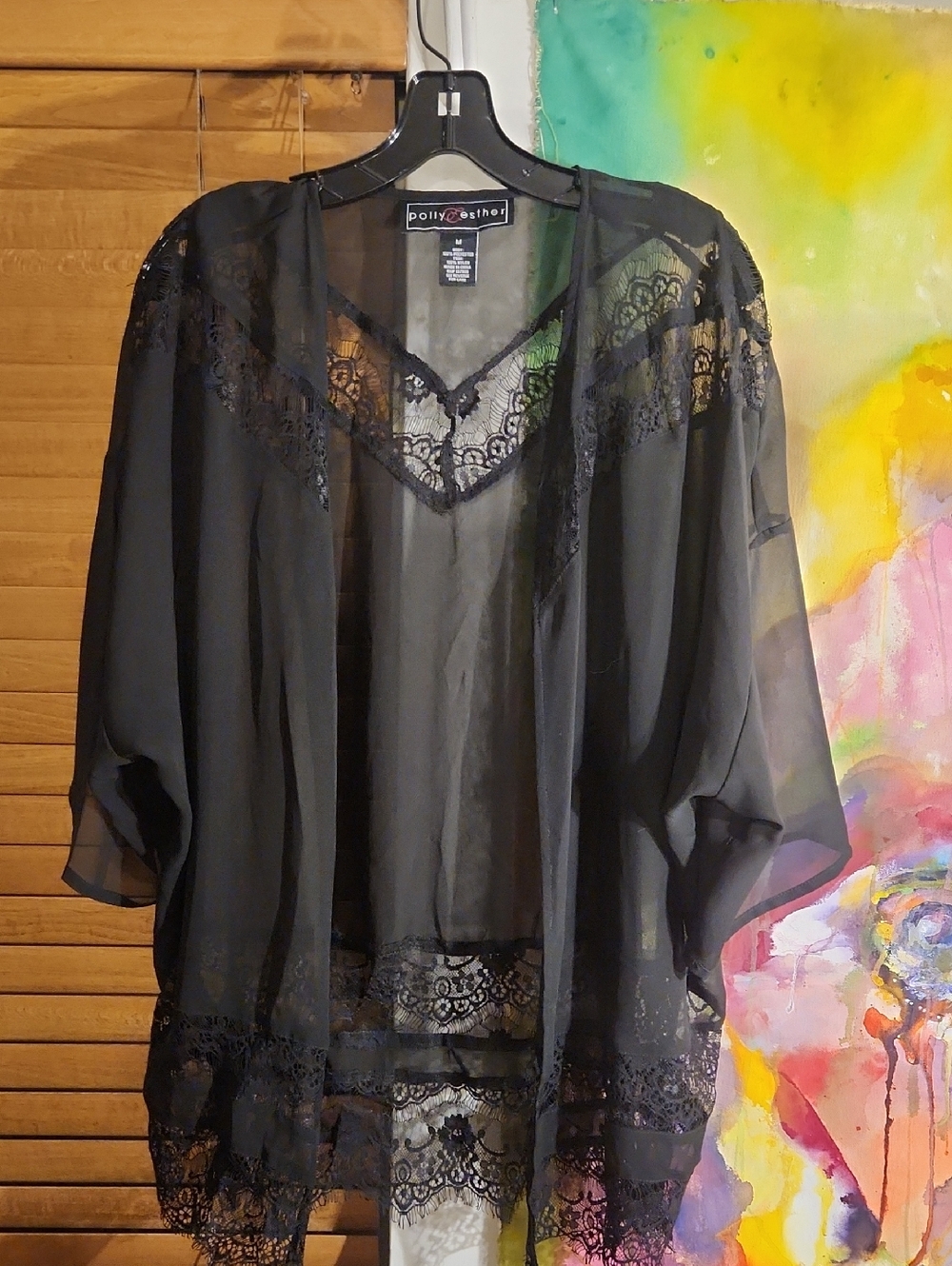 Polly & Esther Black Sheer Lace Cover-Up